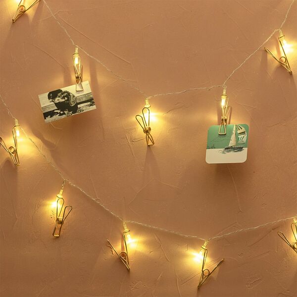 Гирлянда интерьерная LED Прищепка, 2АА, 2 м, 10 ламп, хром/медь