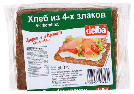 Хлеб Delba из 4-х злаков в нарезке