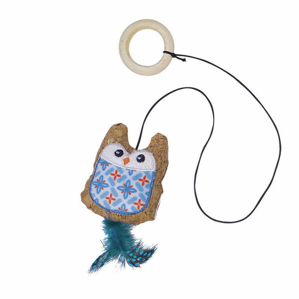 Игрушка для кошек СОВА НА РЕЗИНКЕ 7,5см голубая NOBBY 