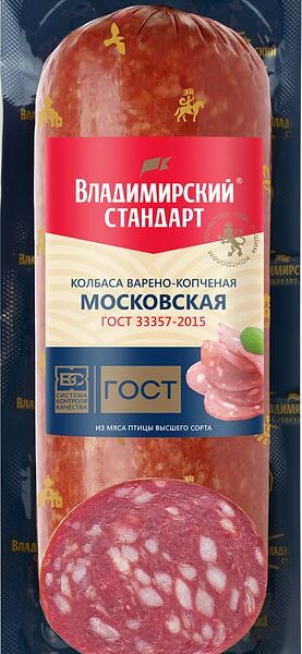 Колбаса Владимирский стандарт Московская варено-копченая 350г