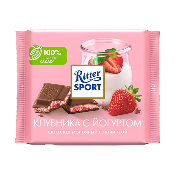 Шоколад Ritter Sport молочный клубника йогурт 100 г