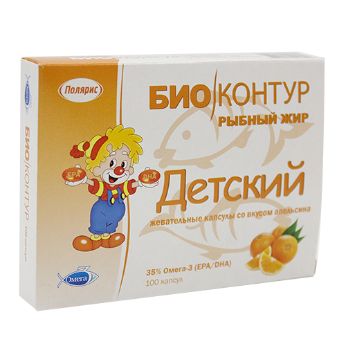 Рыбий жир детский со вкусом апельсина 400 мг №100 капс