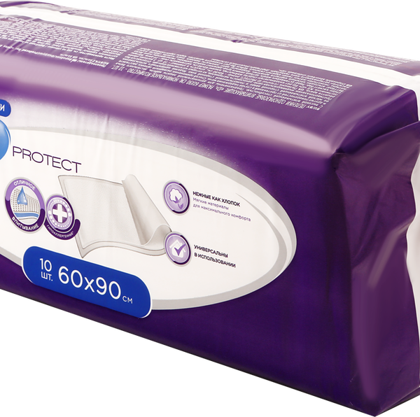 Пеленки впитывающие одноразовые ID Protect 60 х 90 см 10 шт