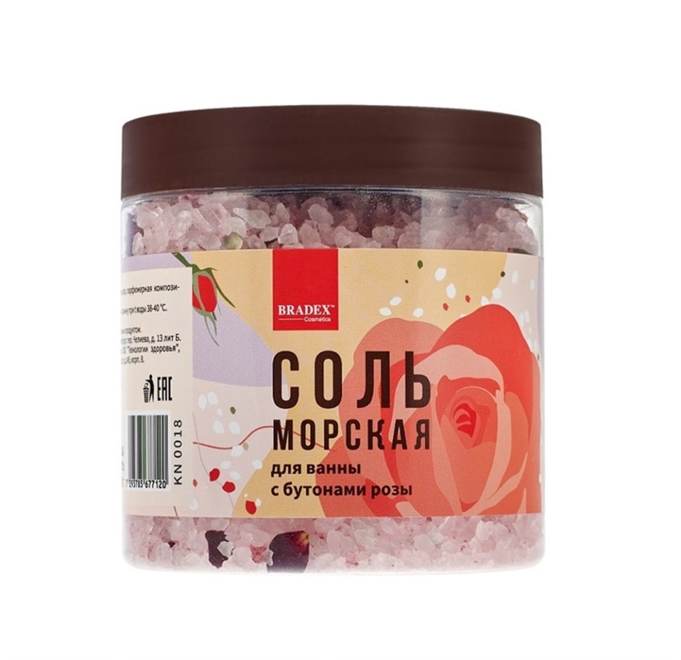 

Соль морская Bradex для ванны с бутонами розы, Россия