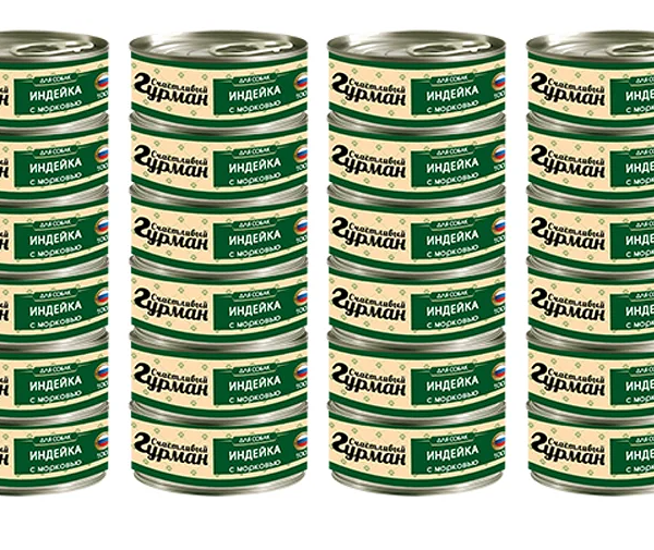 Корм для собак Счастливый гурман Мясное ассорти с индейкой и морковью (упаковка - 24 шт)