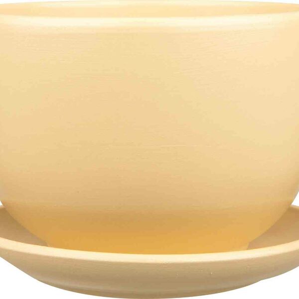 Горшок керамический с подставкой Бутон цвет: бежевый