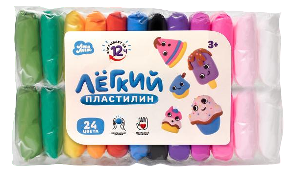 Пластилин легкий Лепи Легко, 24 цвета 220 гр