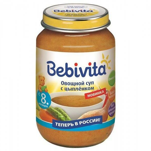 Д/п суп BEBIVITA Овощной с цыпленком с 8 мес ст/б