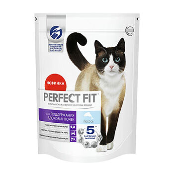 Сухой полнорационный корм PERFECT FIT™ «Здоровье почек» для взрослых кошек с лососем, 650г