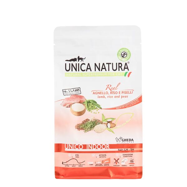 Indoor сухой корм UNICA для кошек с ягненком, рисом и горохом