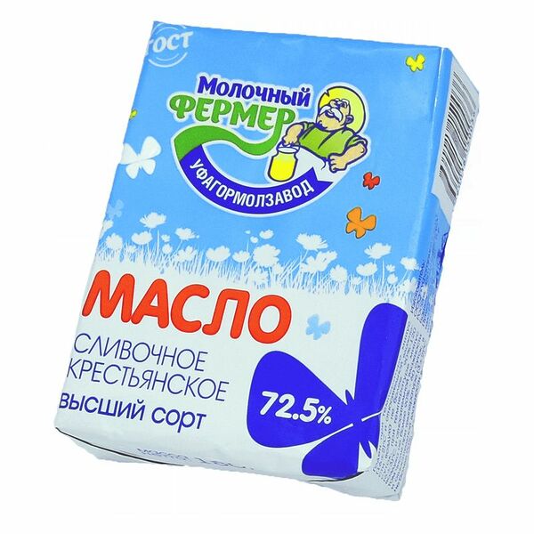 Масло Молочный Фермер Крестьянское сладко-сливочное несоленое 72.5%, 175г