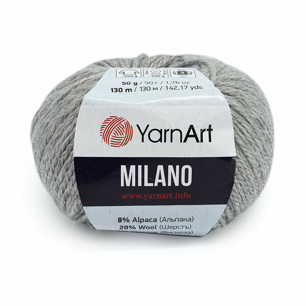 Пряжа YarnArt 'Milano' 50гр 130м (8% альпака, 20% шерсть, 8% вискоза, 64% акрил)(867 серый),шт