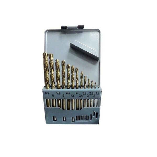 Набор нитридтитановых сверл по металлу, металлический короб, 13 предметов