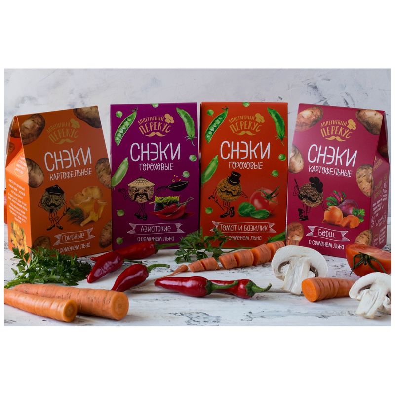 

Снеки гороховые АППЕТИТНЫЙ ПЕРЕКУС с семенем льна, томатом и базиликом