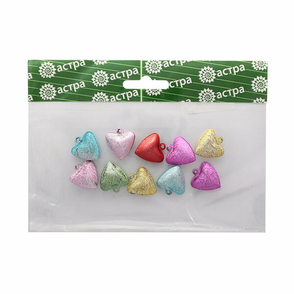 AR657 Бубенчик сердце, 2см, ассорти,