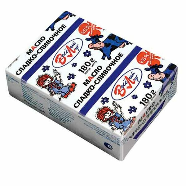 Масло сладкосливочное ВЕСЕЛЫЙ ЛУГ 65%, без змж