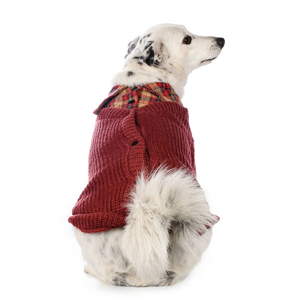 Свитер с пуговицами для собак 4XL бордовый (унисекс)