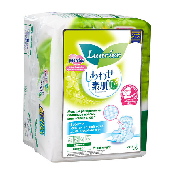 Прокладки женские дневные супертонкие с крылышками F, Laurier, 20 шт., 22.5 см, Япония