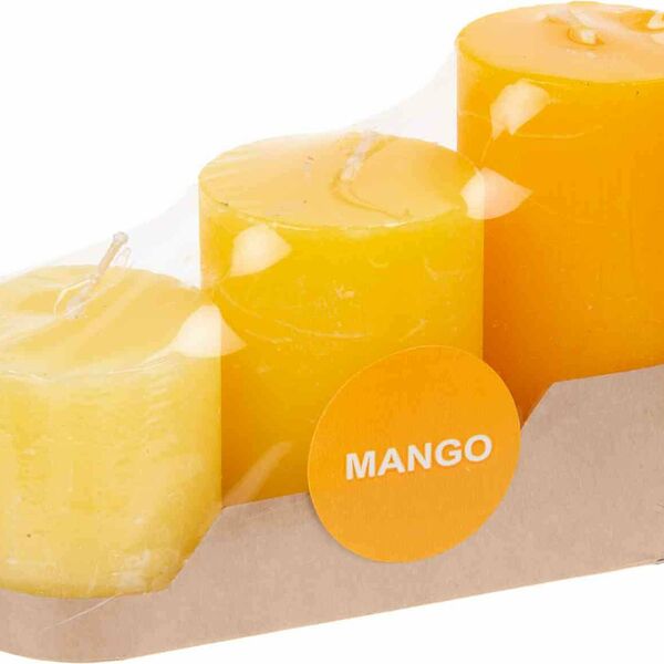 Свеча парафиновая столбик манго 48×50/70/90 мм, 3 шт.