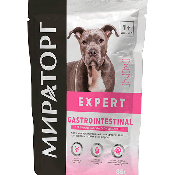 Корм консервированный полнорационный Expert Gastrointestinal для взрослых собак всех пород бережная забота о пищеварении Winner Мираторг 85г
