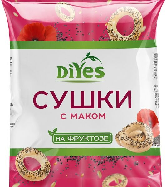 Сушки DiYes С маком на фруктозе диетические 300г