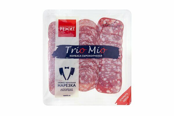 Колбасы сырокопченые Ремит Ассорти TrioMio нарезка