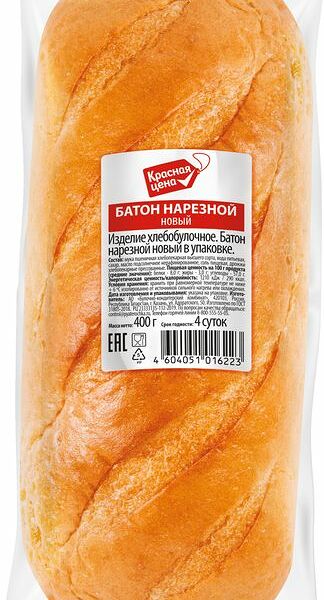 Батон Красная цена Нарезной новый 400г