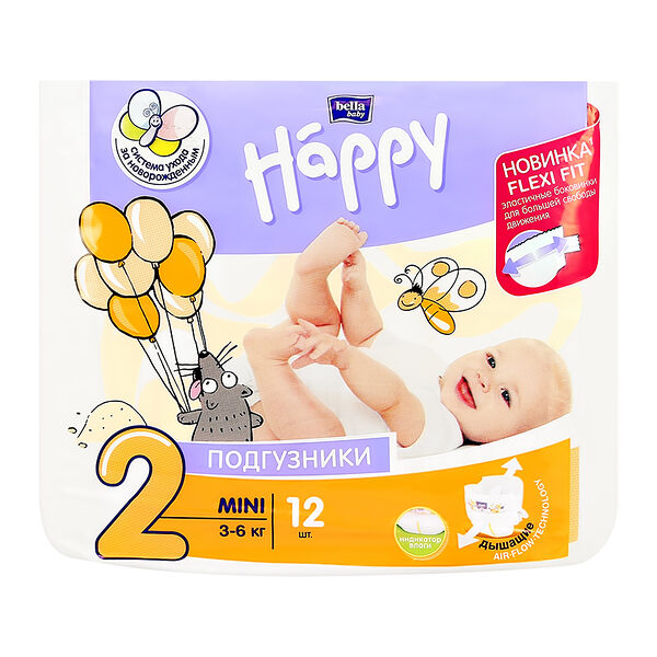 Подгузники Bella Baby Happy 3 - 6 кг mini 12 шт