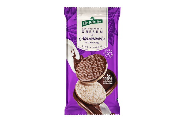 Хлебцы цельнозерновые Dr. Körner Молочный шоколад