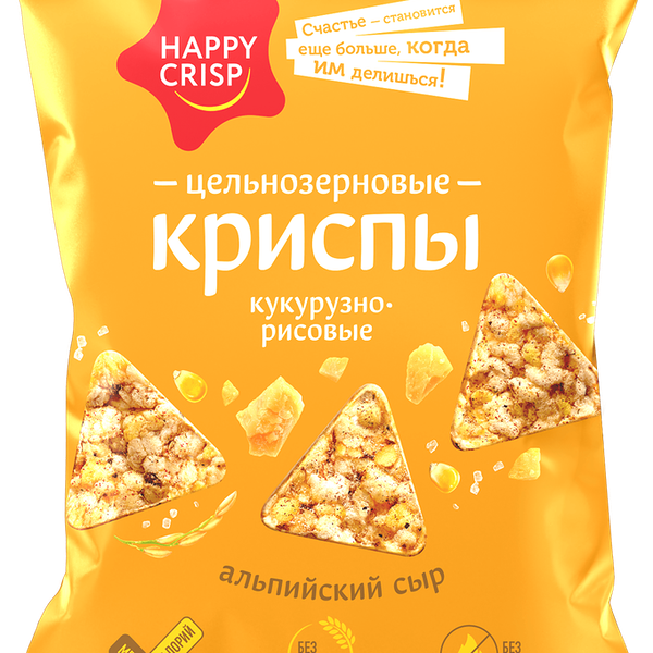 Чипсы Happy Crisp цельнозерновые альпийский сыр