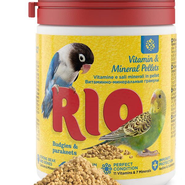 Витаминно-минеральные гранулы для волнистых и средних попугаев Rio 120г