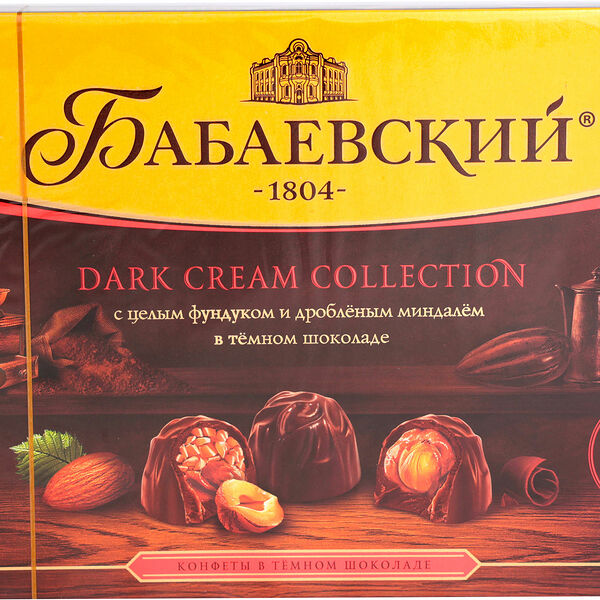 Конфеты Бабаевские Dark Cream Целый фундук и дробленый миндаль 200г