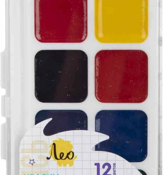 Краски акварельные Лео LW-0112 ШколаСад Учусь 3+, 12 цветов