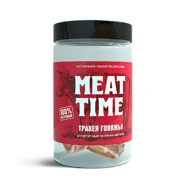 Лакомство для собак MEAT TIME Трахея говяжья, аппетитные Колечки мелкие 90 г