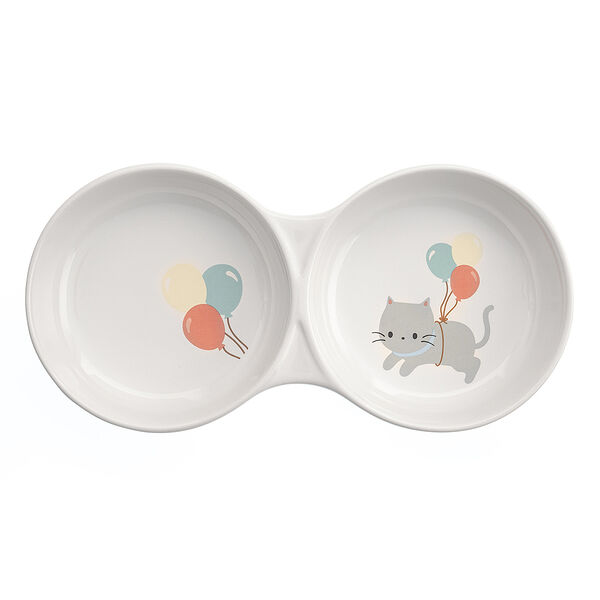 Миска для котят двойная белая керамика