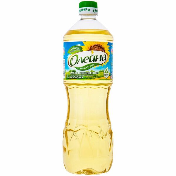 Масло подсолнечное Олейна рафинированное дезодорированное 1 сорт, 1л