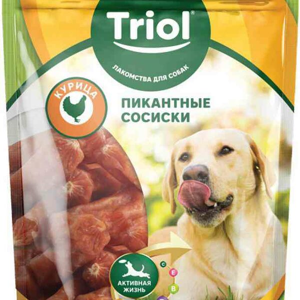 Лакомство для собак Triol Пикантные сосиски Курица