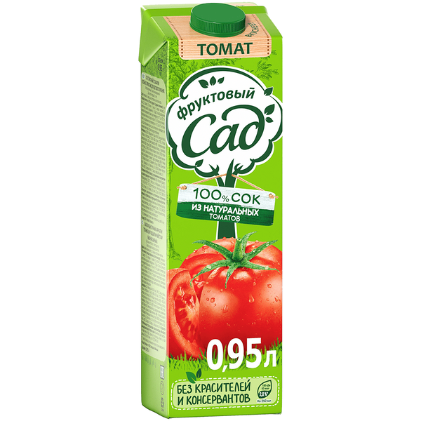 Сок Фруктовый сад 100% Томат с мякотью 0.95 л