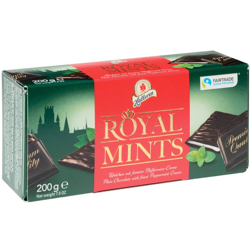 

Шоколадные плитки Halloren Royal Mints с мятной начинкой 200 г