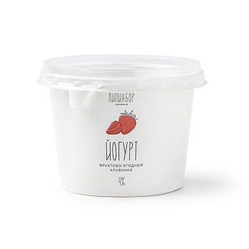 Йогурт фруктово-ягодный «Клубника» 4%, «Липин Бор», 250 г, Россия, БЗМЖ