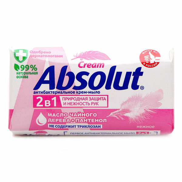 Мыло Absolut Cream Нежное, 2в1, масло чайного дерева+пантенол 90 г