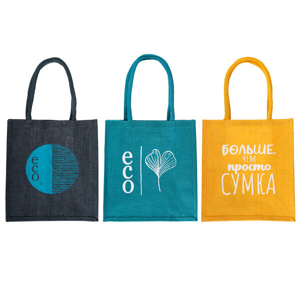 Vetta сумка-шоппер хозяйственная джутовая цветная, 32x34x18см, 3 дизайна