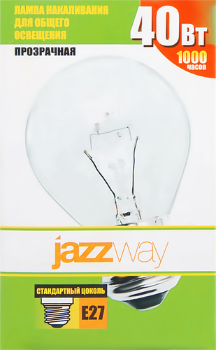 

Лампа накаливания JAZZWAY P45 40Вт E27, 240V, прозрачная