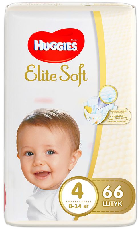 

Подгузники Huggies Elite Soft №4 (8-14кг), 66шт