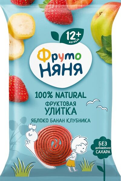 Фруктовая улитка ФрутоНяня Яблоко банан и клубника с 12 месяцев 15г