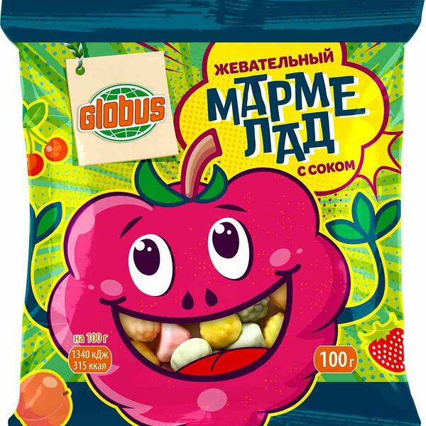 Мармелад жевательный Глобус с соком Ягодки