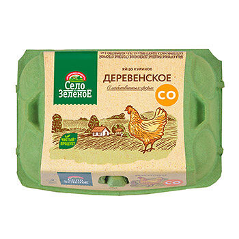 Яйцо куриное Деревенское С0, Село Зелёное, 6 шт.