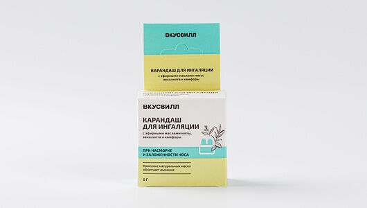 Карандаш для ингаляции с эфирными маслами мяты, эвкалипта и камфоры