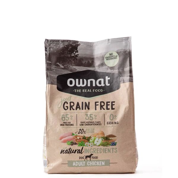 GRAIN FREE JUST сухой корм Ownat для взрослых собак, с курицей, 3 кг 