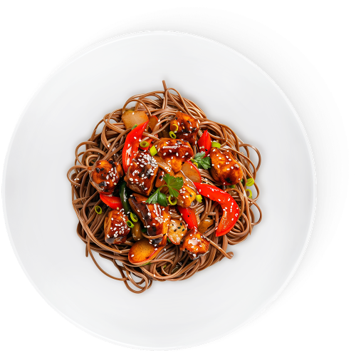 Соба Eattery с куриным филе и жареными овощами в соусе терияки